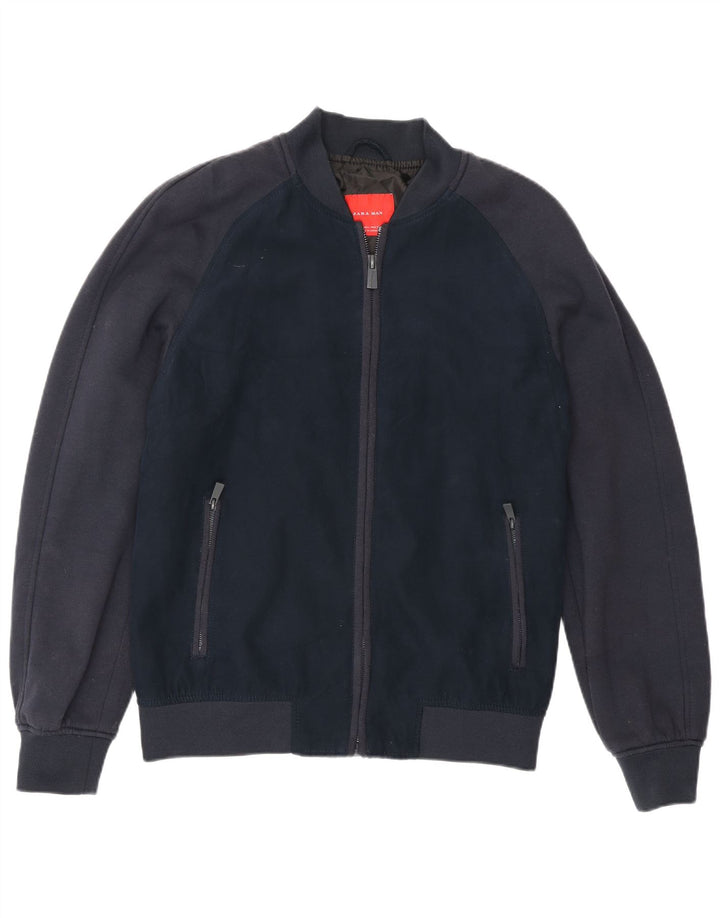 Zara Ανδρικό Bomber Jacket UK 40 Large Navy Blue
