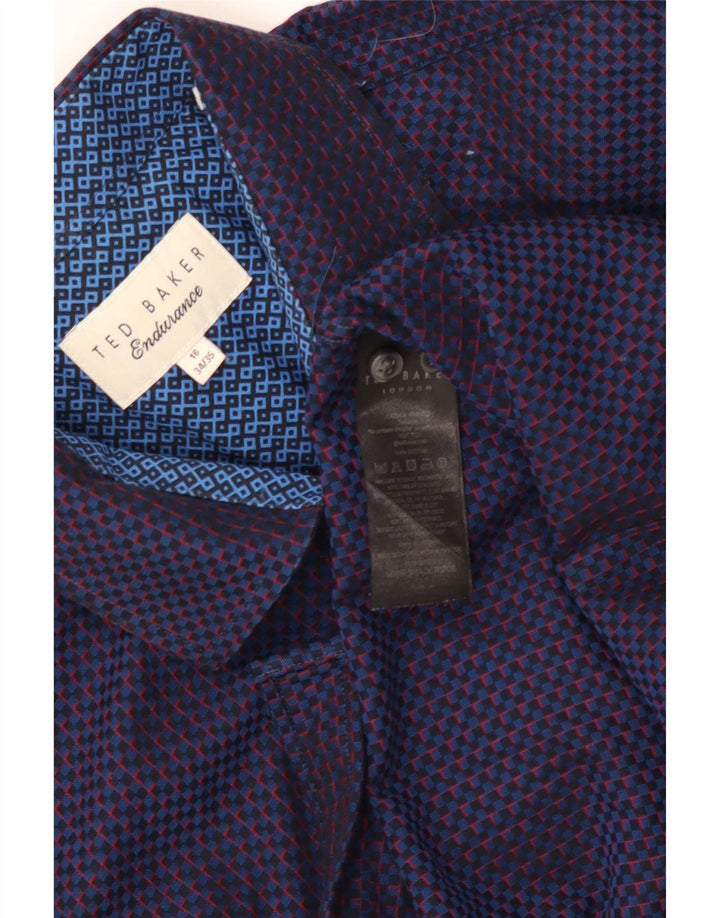Ανδρικό πουκάμισο Ted Baker Νούμερο 16 Large Navy Blue γεωμετρικό βαμβάκι