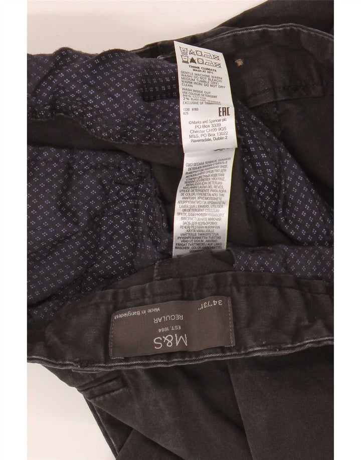 Marks & Spencer Ανδρικό ίσιο παντελόνι Chino W34 L29 Μαύρο βαμβακερό