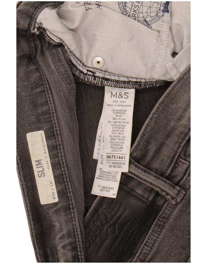 Marks & Spencer Ανδρικό Slim Jeans W36 L31 Γκρι βαμβακερό