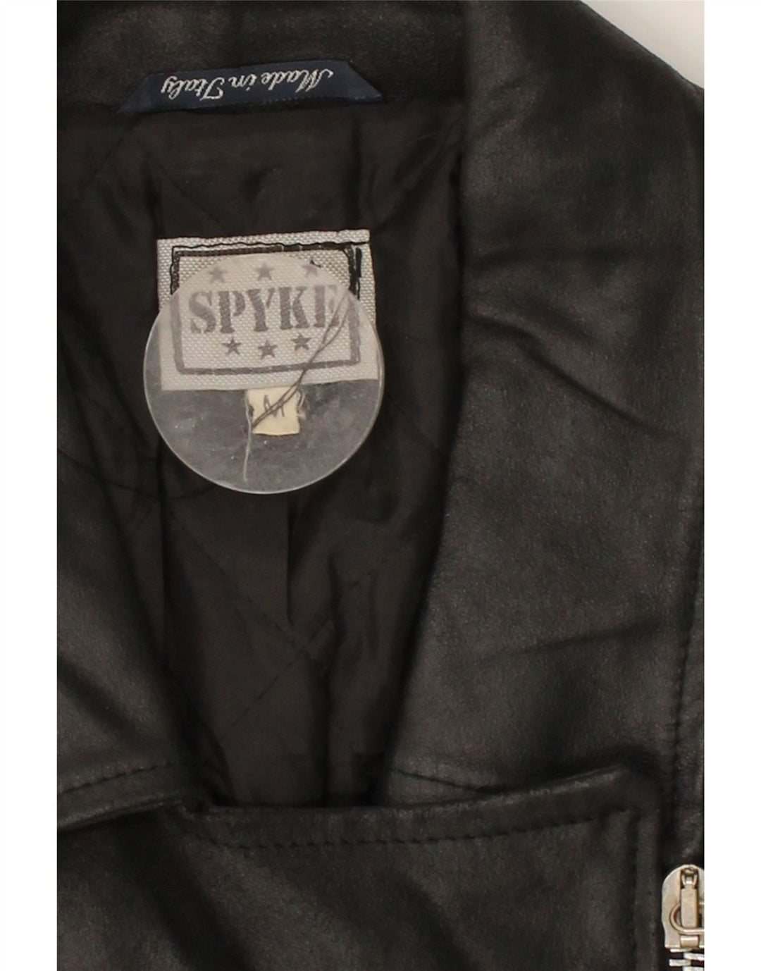 SPYKE Womens Leather Biker Jacket UK 14 Medium Black Leather
