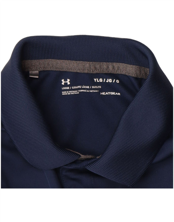 UNDER Armour Boys Heat Gear Polo πουκάμισο 11-12 ετών Μεγάλο Navy Blue