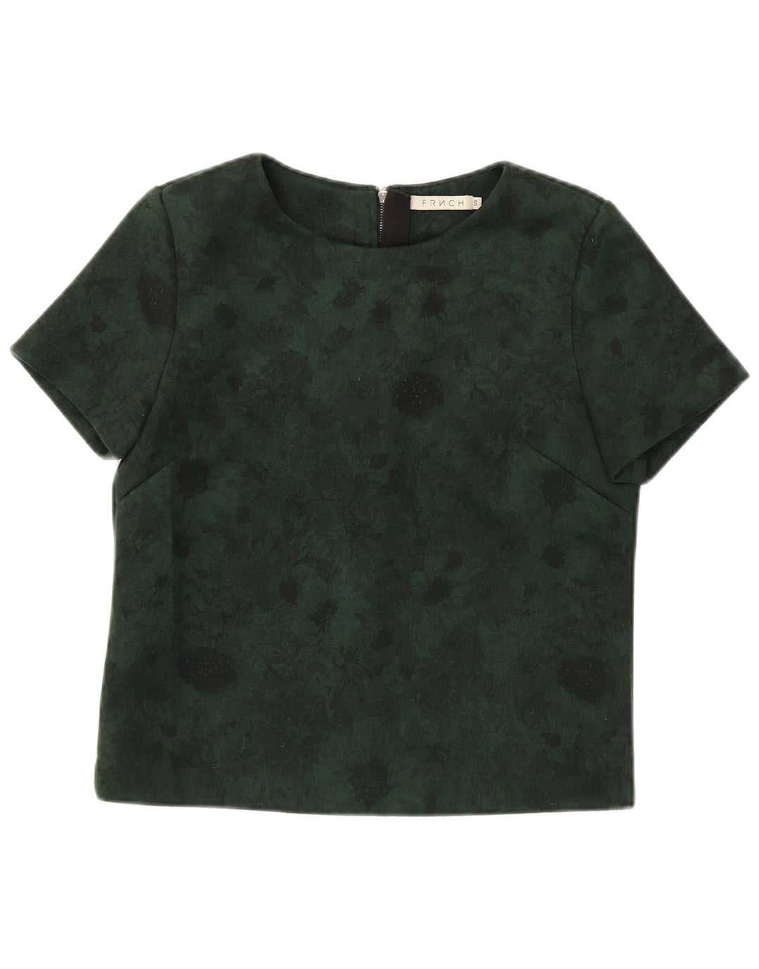 FRNCH Γυναικεία Crop Μπλούζα Τοπ UK 16 Small Green Floral Polyester