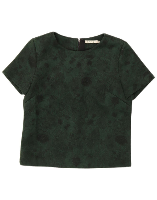 FRNCH Γυναικεία Crop Μπλούζα Τοπ UK 16 Small Green Floral Polyester