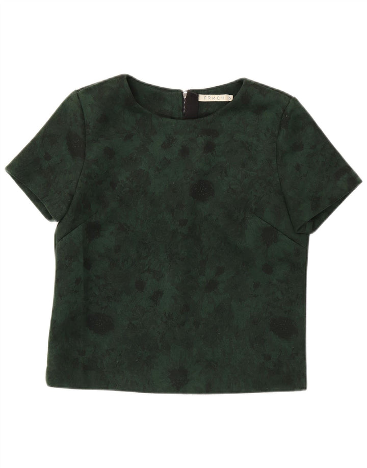 FRNCH Γυναικεία Crop Μπλούζα Τοπ UK 16 Small Green Floral Polyester