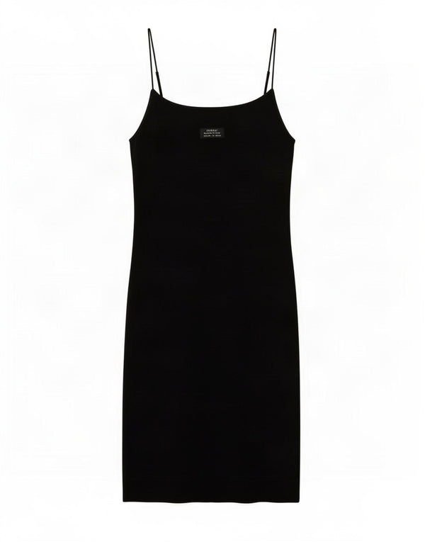 Zara Γυναικείο Mini Slip Dress UK 14 μεγάλο μαύρο βαμβακερό