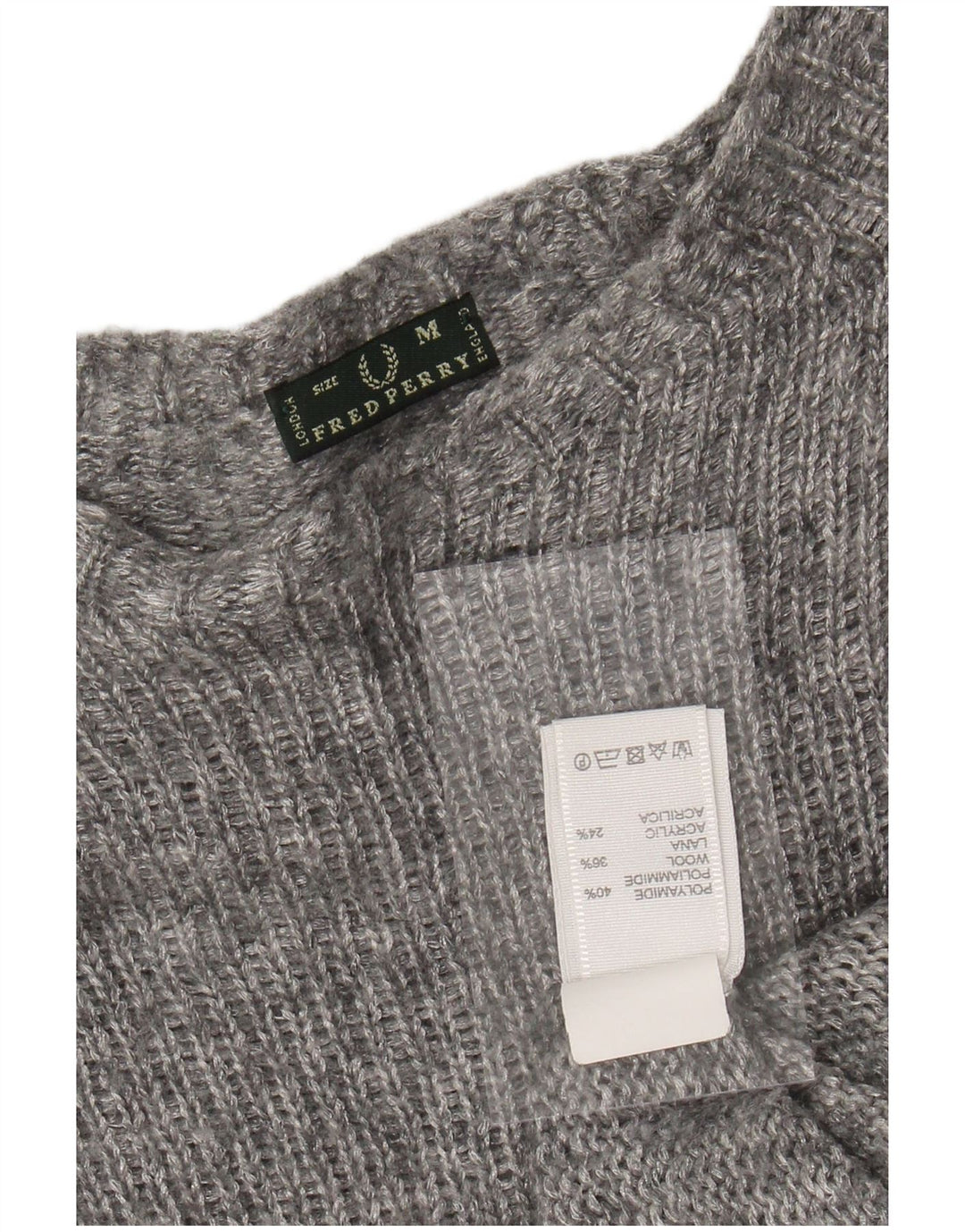 FRED PERRY Γυναικείο πουλόβερ με λαιμόκαυστο UK 14 Medium Grey Flecked