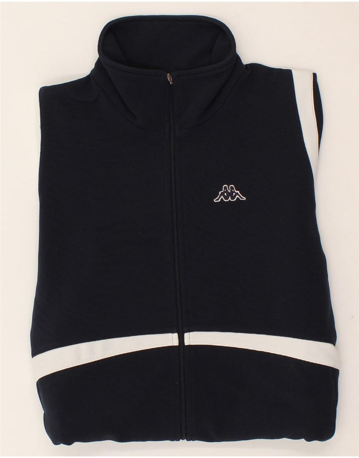 KAPPA Womens Tracksuit Top Jacket UK 14 Medium Navy Blue Colourblock Vintage Kappa and Second-Hand Kappa from Messina Hembry 