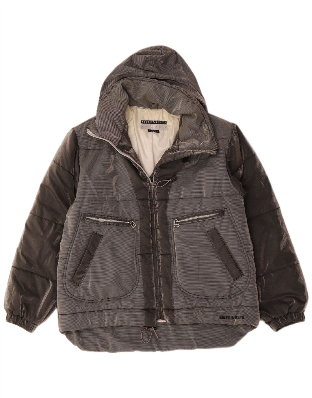 Μπουφάν με κουκούλα Belfe & Γυναικείο Μπουφάν UK 14 Medium Grey Colourblock