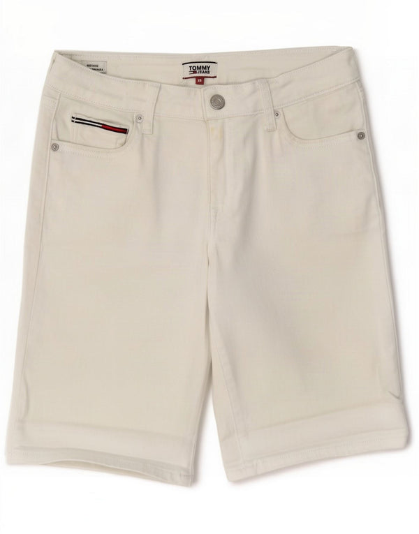 Tommy Hilfiger Γυναικείο Ψηλόμεσο Τζιν Σορτς Βερμούδας Μικρό W28 Λευκό Βαμβακερό