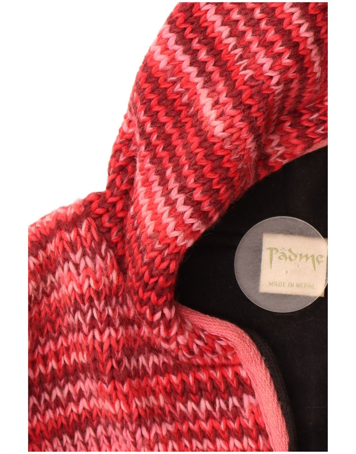 VINTAGE Γυναικείο πουλόβερ με κουκούλα ζακέτα UK 16 Μεγάλο κόκκινο μαλλί