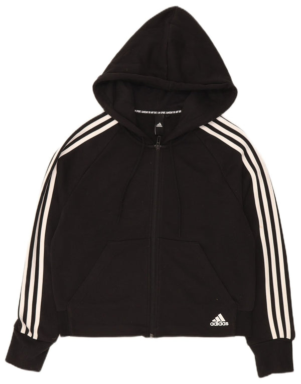 Γυναικείο πουλόβερ Adidas με φερμουάρ UK 12 μεσαίο μαύρο βαμβακερό