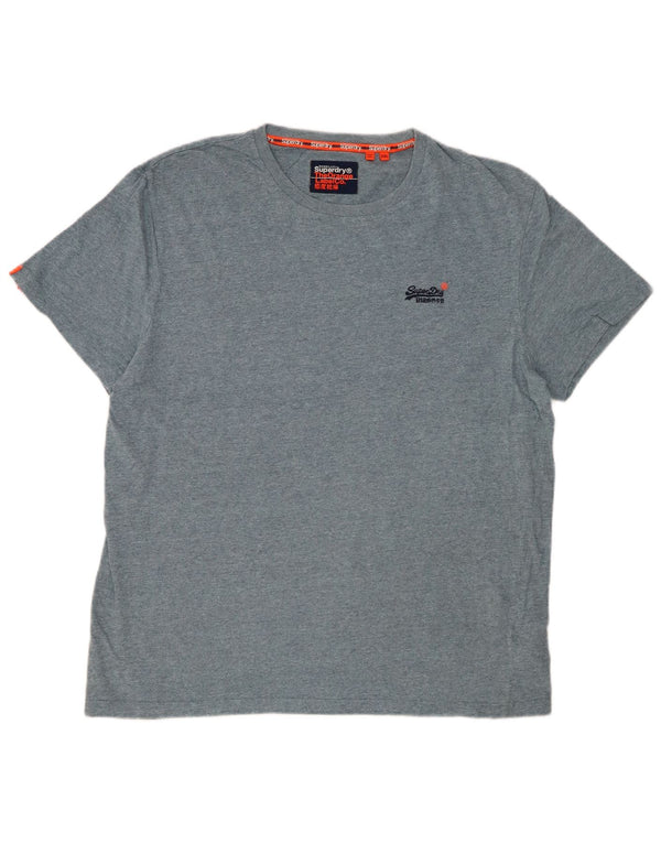 Ανδρικό T-Shirt SUPERDRY Top 2XL από βαμβακερό μπλε φλύκταινα