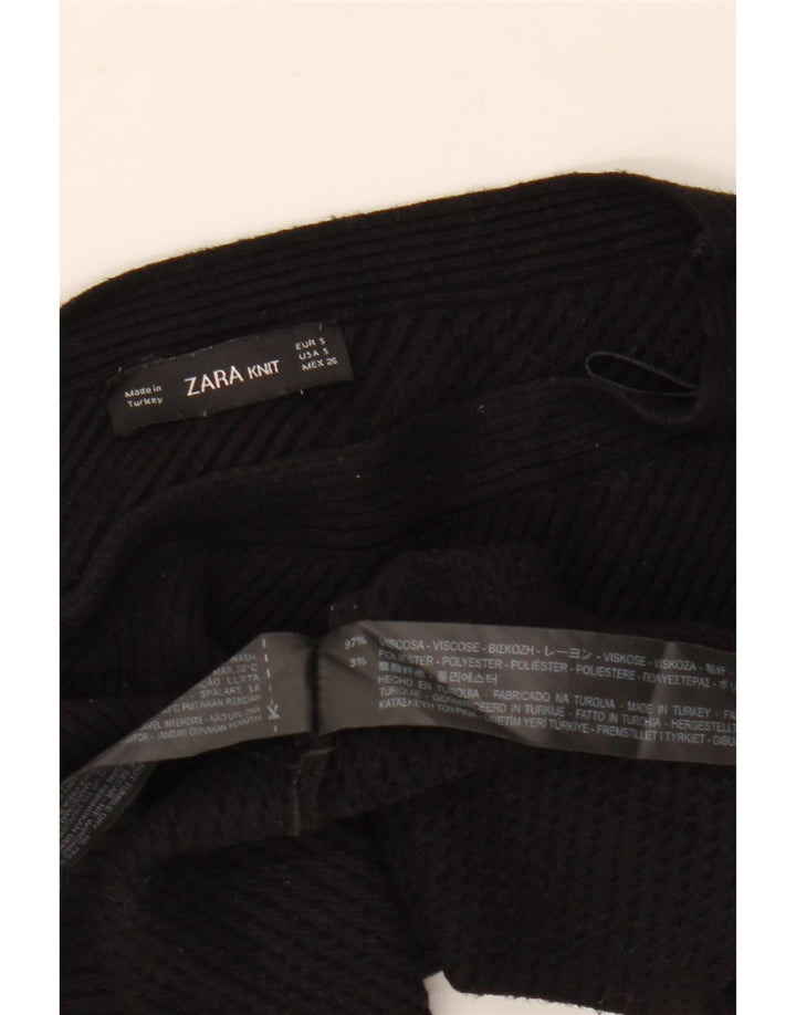 Zara Womens Crop One Shoulder Top UK 8 Small Black Viscose