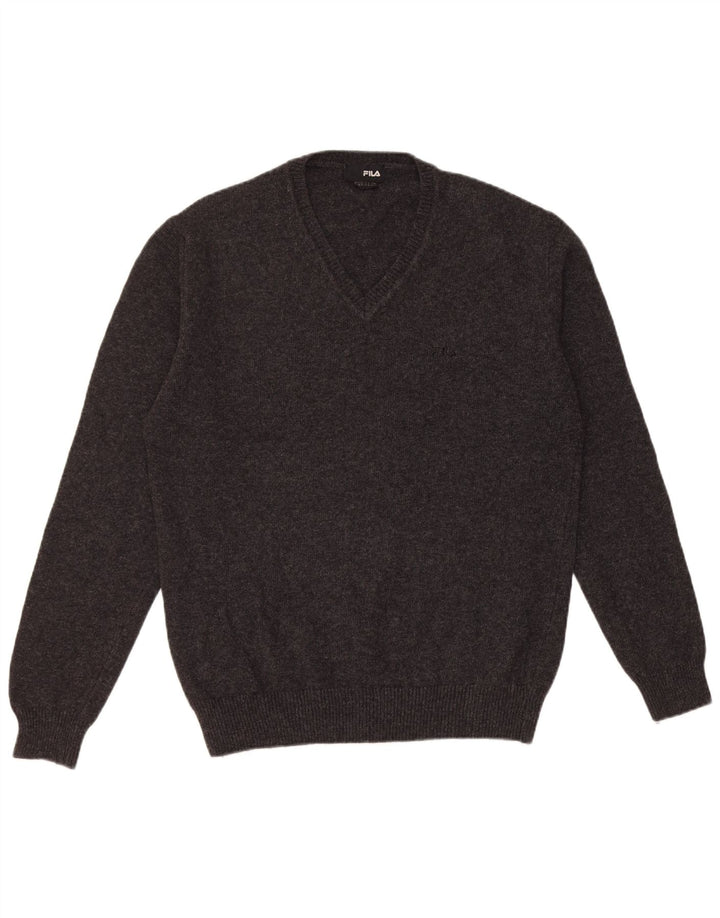 Ανδρικό πουλόβερ Fila με V λαιμόκοψη XL Μαύρο μάλλινο