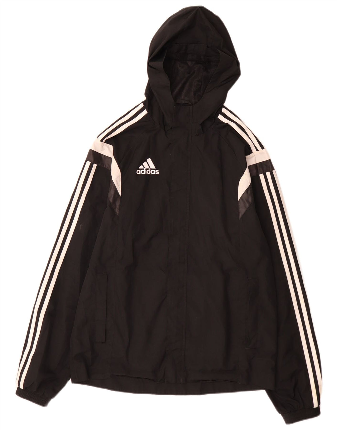 Adidas Ανδρικό μπουφάν βροχής με κουκούλα UK 36 Small Black Colourblock Πολυεστέρας