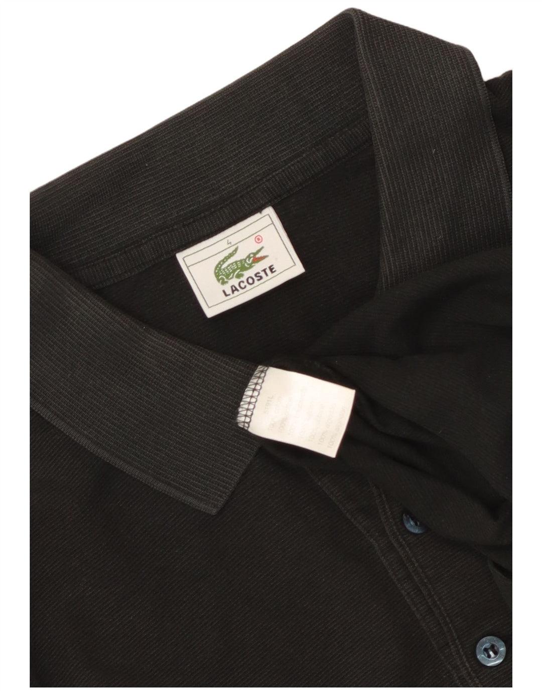 Ανδρικό πουκάμισο πόλο Lacoste Νούμερο 4 Μεσαίο μαύρο βαμβακερό