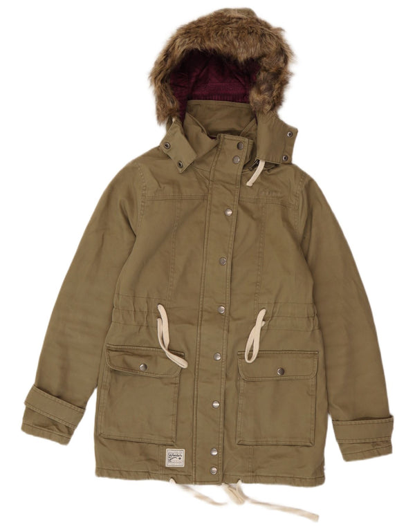 Γυναικείο Animal Hooded Parka Jacket UK 6 XS Khaki Cotton