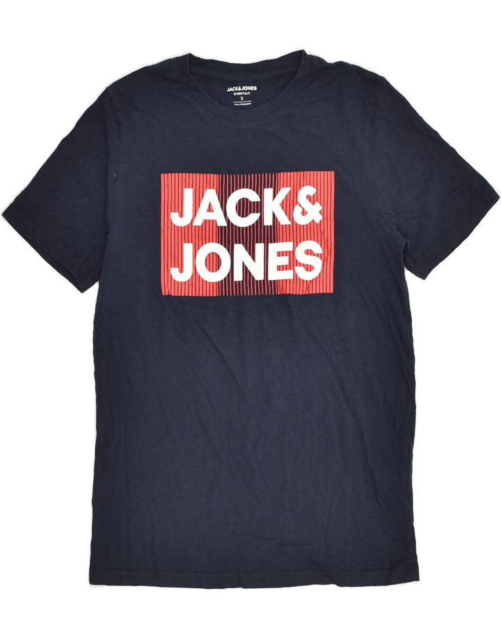 JACK & JONES Mens Graphic T-Shirt Top Small Navy Blue Cotton | Vintage Jack & Jones | Thrift | Second-Hand Jack & Jones | Used Clothing | Messina Hembry 