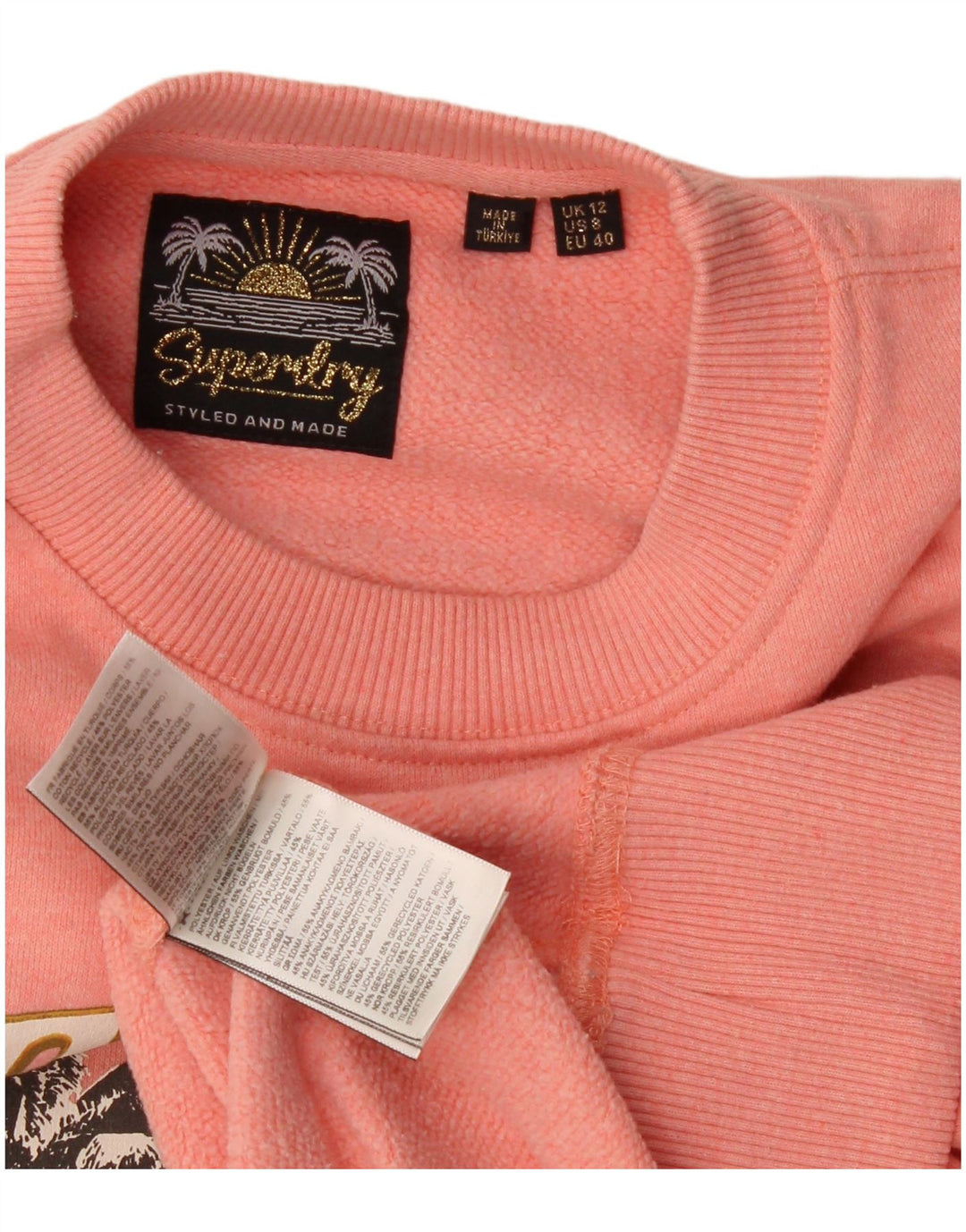 Superdry Γυναικείο Φούτερ με γραφικό μεγάλο μέγεθος Jumper UK 12 Medium Pink