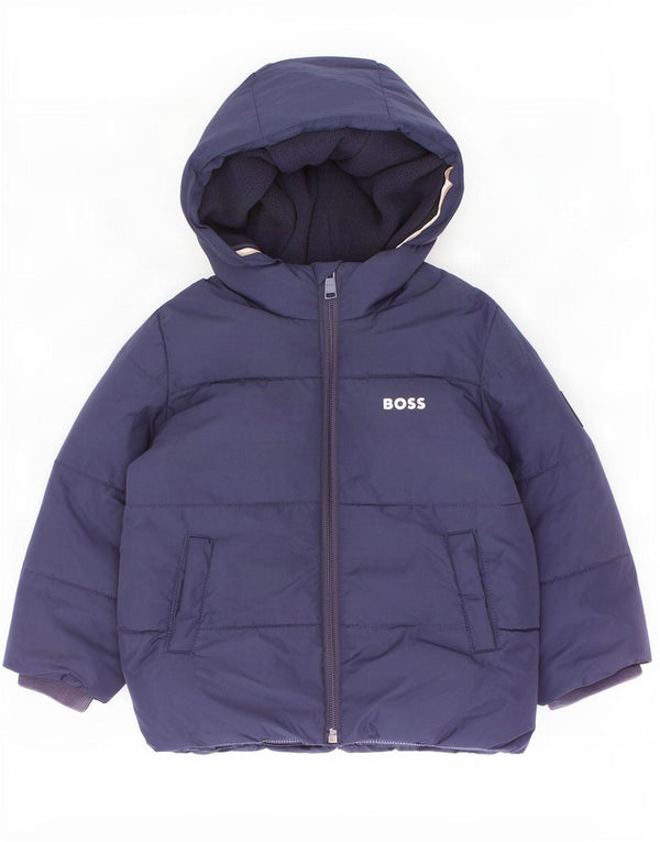 Μπουφάν Hugo Boss Baby Boys με κουκούλα με επένδυση 18-24 μηνών Navy Blue Polyester