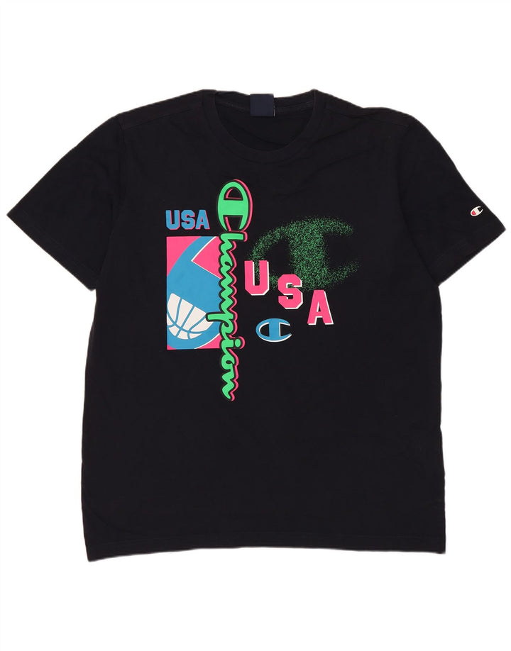 Ανδρικό γραφικό μπλουζάκι Champion Top Medium Navy Blue βαμβακερό