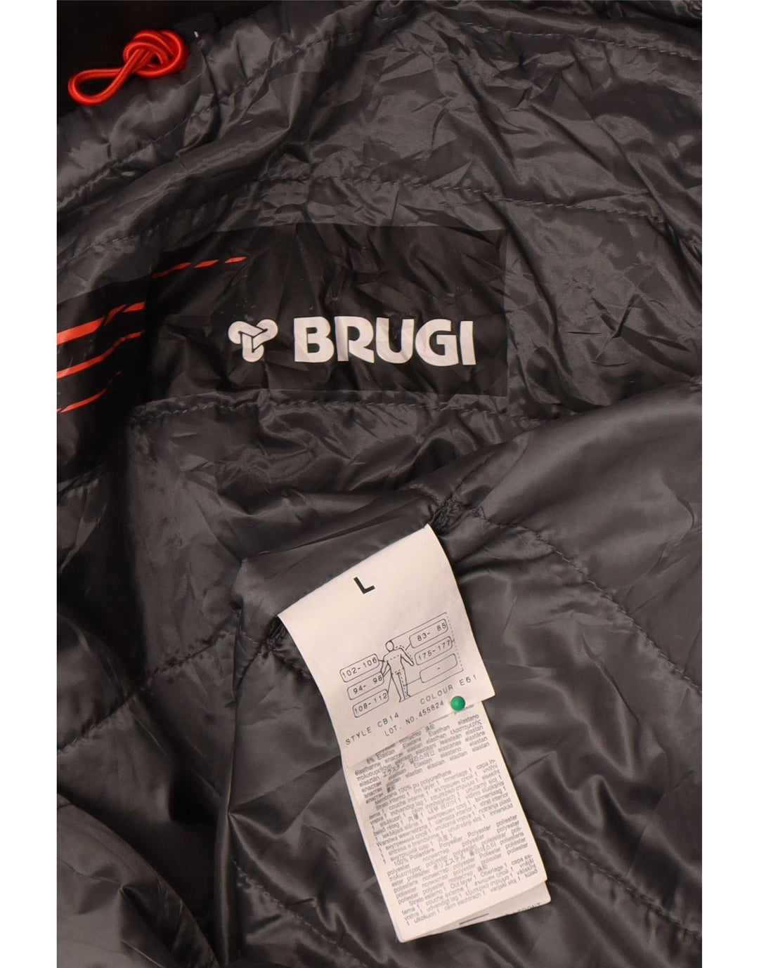 Brugi Ανδρικό μπουφάν με κουκούλα UK 40 Large Black Colorblock Πολυεστέρας