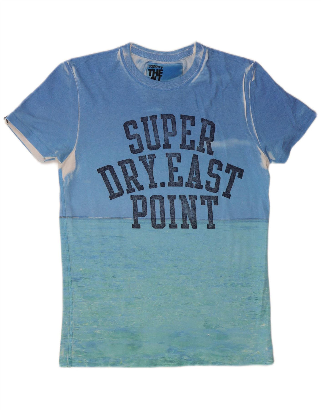 SUPERDRY Mens Graphic T-Shirt Top Small Blue Colourblock