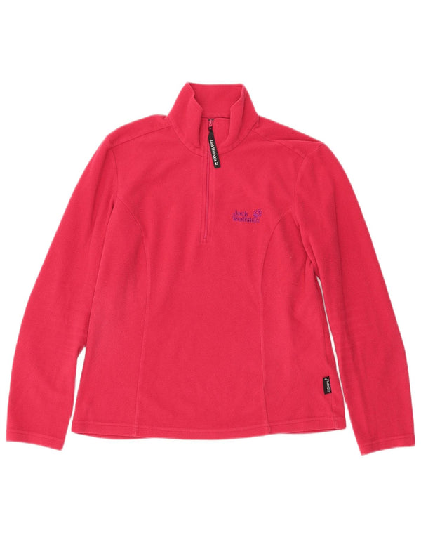 Jack Wolfskin γυναικείο φερμουάρ φλις λαιμόκοψη UK 12/14 Μεσαίο ροζ πολυεστέρας