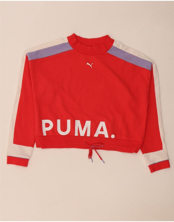 Γυναικεία φούτερ Puma Crop Graphic Jumper UK 10 Small Red Colourblock