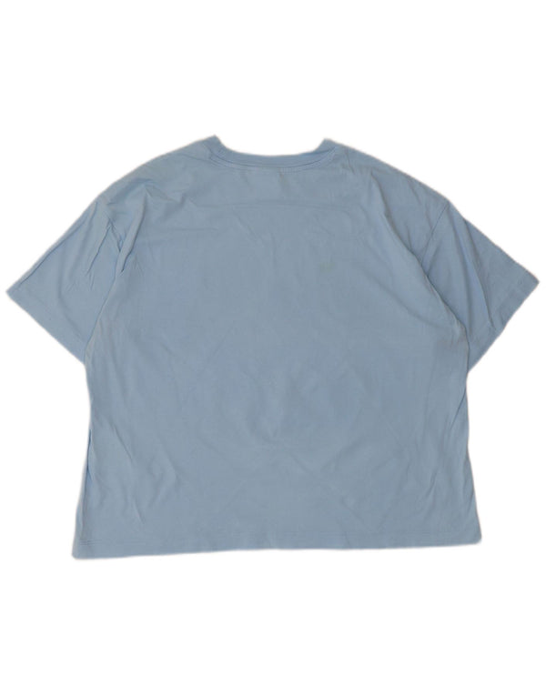Champion Γυναικείο Crop Oversized γραφικό T-Shirt UK 10 Small Blue βαμβακερό