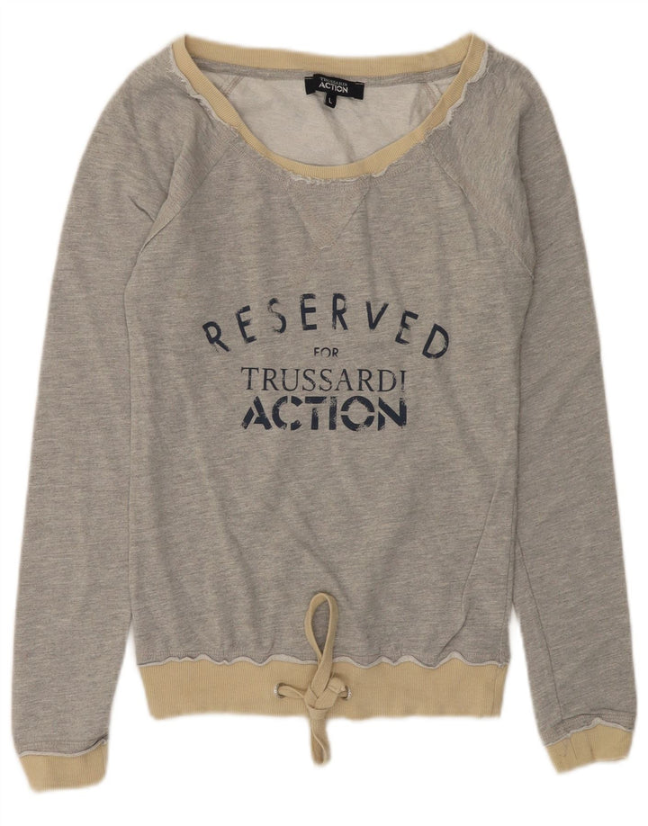 TRUSSARDI Γραφικό φούτερ για κορίτσια πουκάμισο 9-10 ετών μεγάλο γκρι βαμβακερό