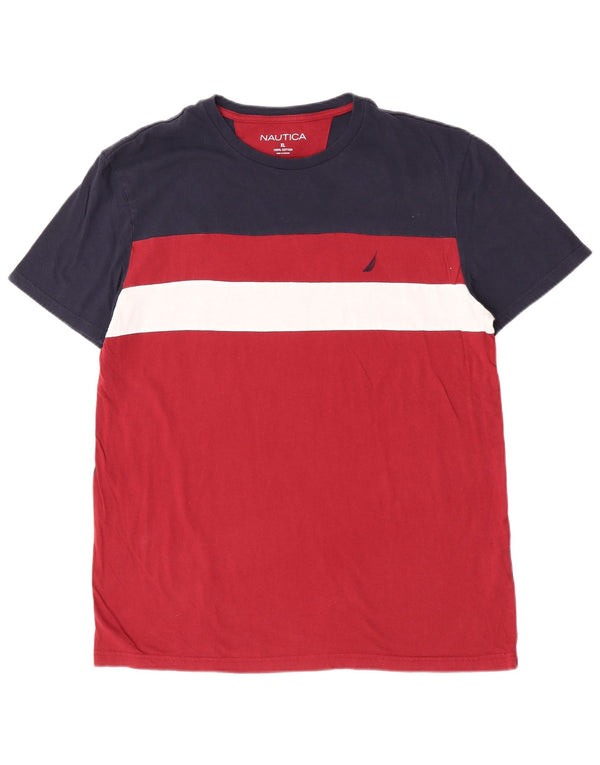 Ανδρικό T-Shirt Nautica Top XL Navy Blue Colorblock Βαμβακερό