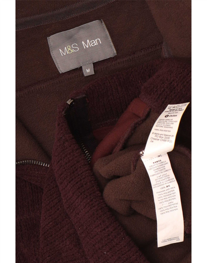 Marks & Spencer Mens Fleece Jacket UK 38 Medium Brown Polyester