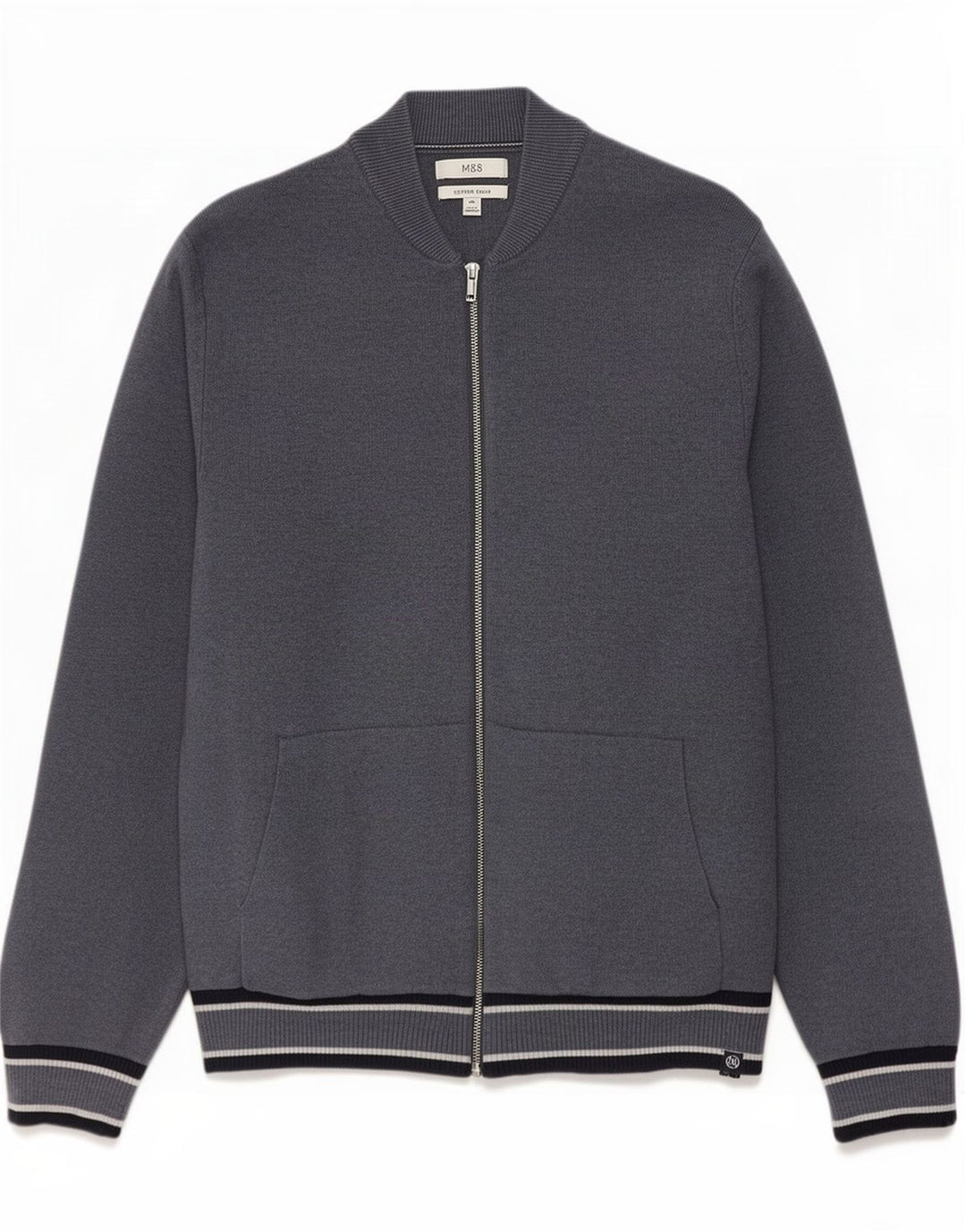 Ανδρικό πουλόβερ ζακέτα Marks & Spencer 2XL μπλε ριγέ πολυεστέρα