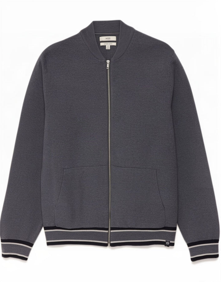 Ανδρικό πουλόβερ ζακέτα Marks & Spencer 2XL μπλε ριγέ πολυεστέρα