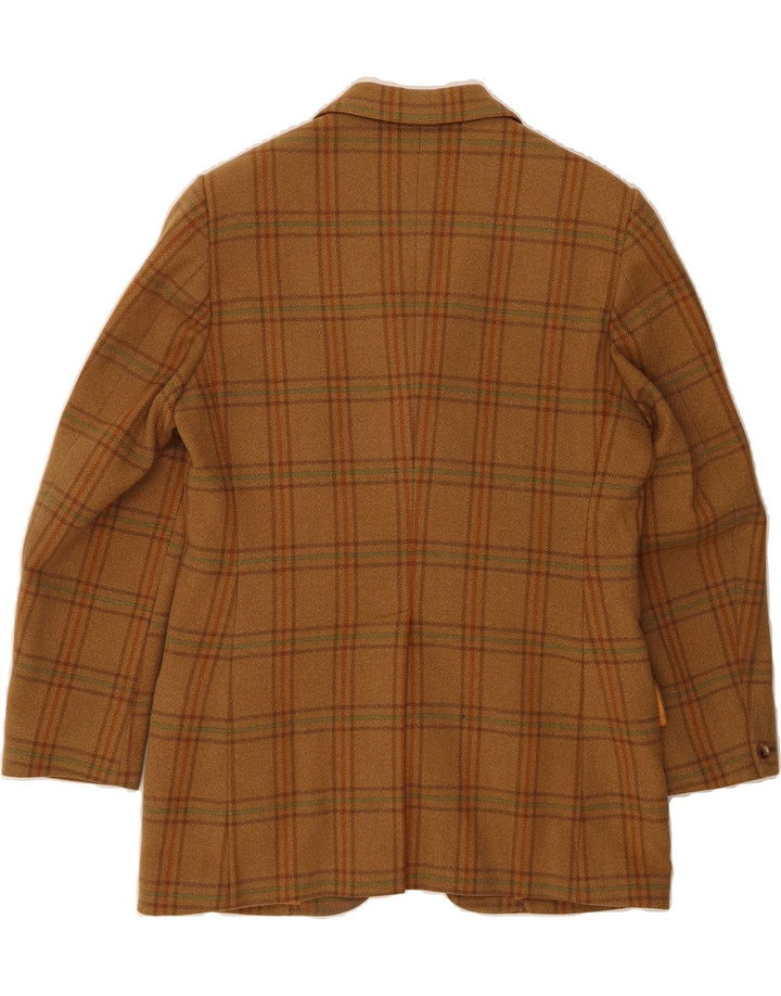 BLADEN Mens 3 Button Blazer Jacket UK 40 Large Brown Check Virgin Wool Vintage Bladen and Second-Hand Bladen from Messina Hembry 