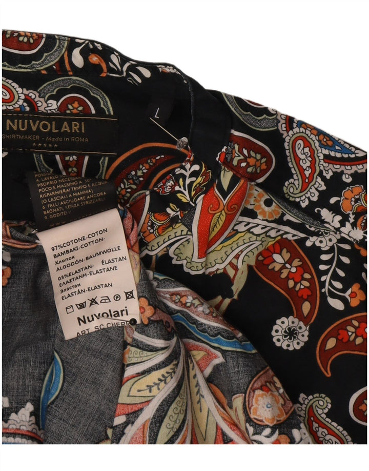 Vintage ανδρικό πουκάμισο μεγάλο μαύρο Paisley βαμβακερό