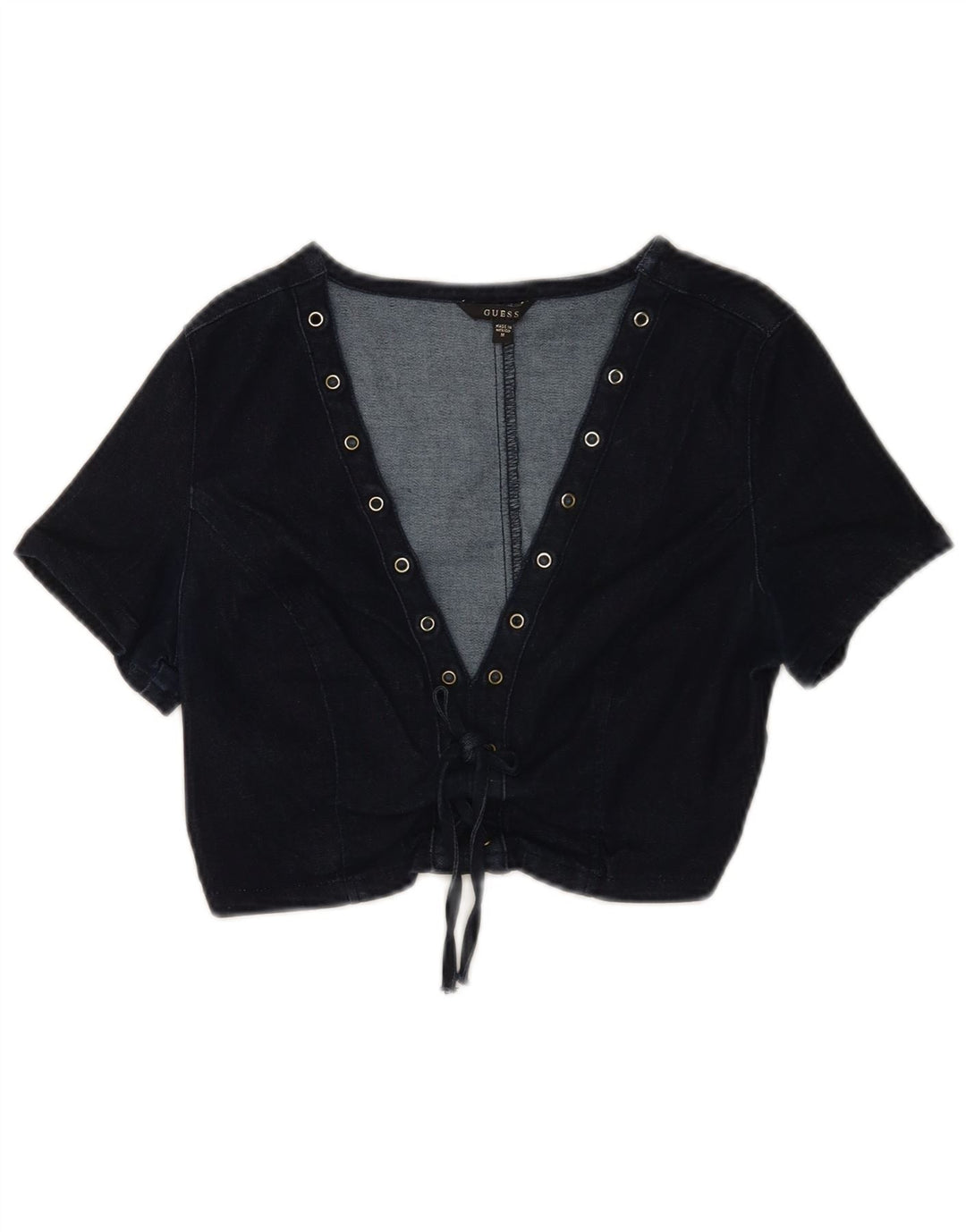 Guess Γυναικείο τζιν Crop Top UK 12 Medium Navy Blue Cotton