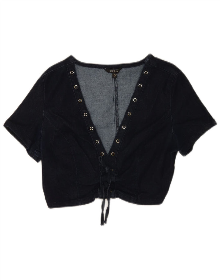 Guess Γυναικείο τζιν Crop Top UK 12 Medium Navy Blue Cotton