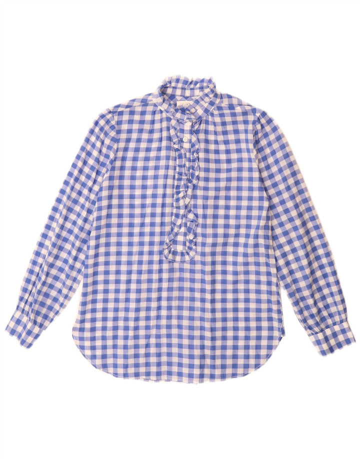 J. Crew Γυναικείο βολάν μπλούζα μακρυμάνικο μπλούζα US 4 Small Blue Check