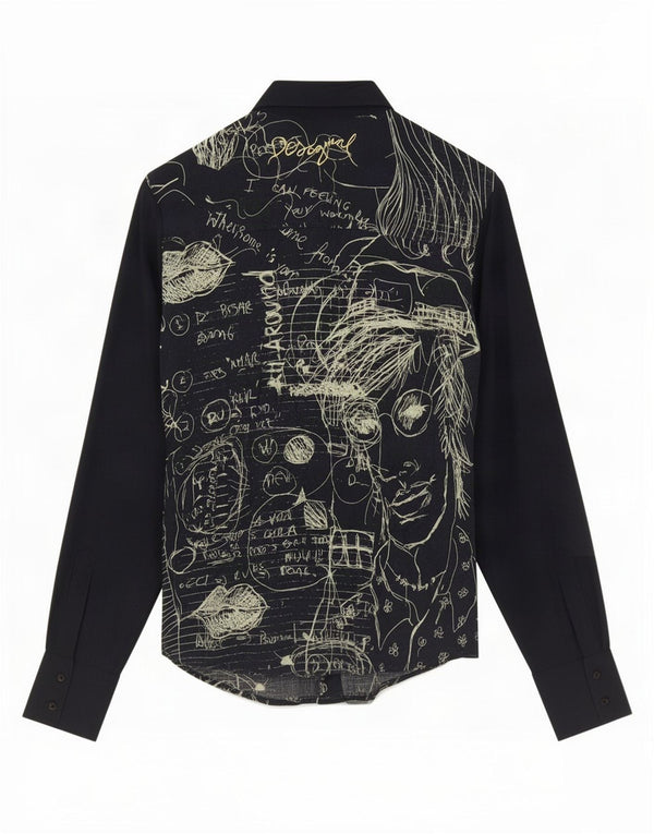 Γυναικείο πουκάμισο Desigual Graphic UK 12 Medium Navy Blue Viscose