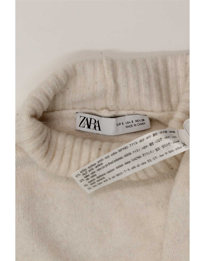 Zara γυναικείο πουλόβερ υπερμεγέθη ρολό λαιμόκοψη UK 10 μικρό λευκό ακρυλικό
