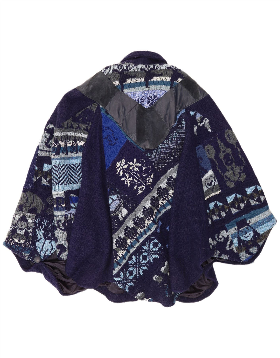 Tauros Creation Γυναικείο παλτό Cape One Size Navy Blue Fair Isle