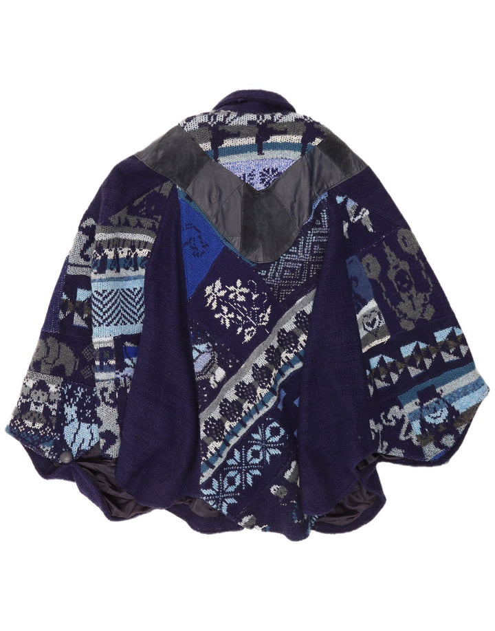 Tauros Creation Γυναικείο παλτό Cape One Size Navy Blue Fair Isle