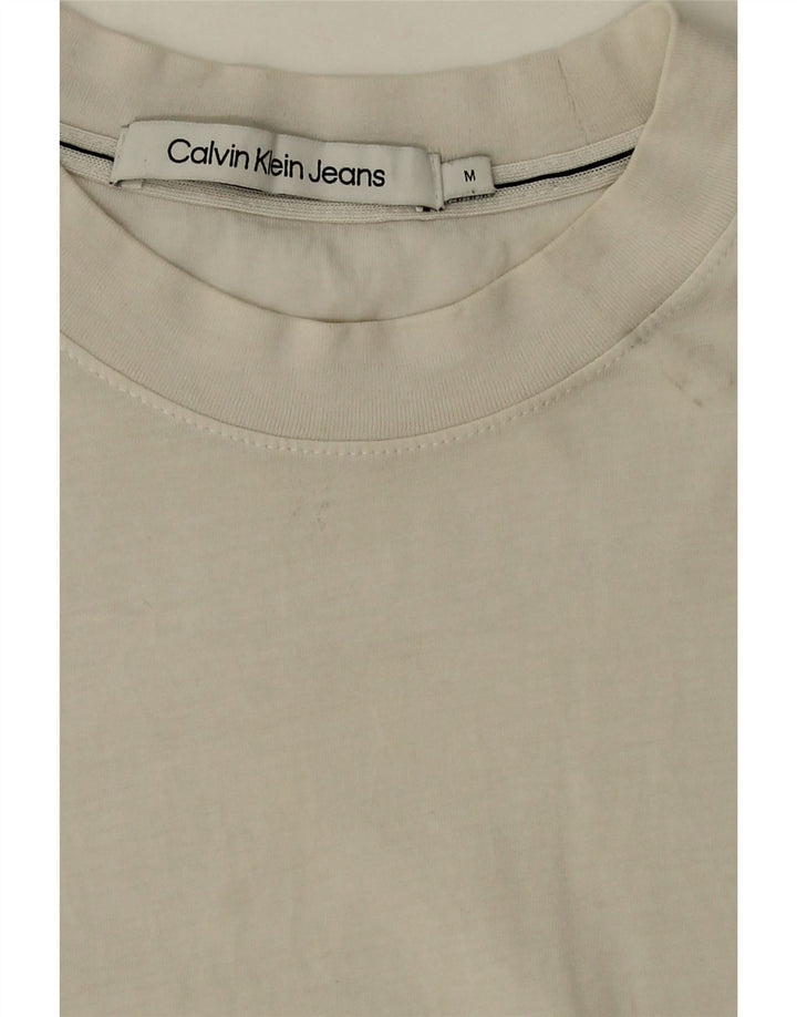 CALVIN KLEIN Womens Graphic T-Shirt Top UK 12 Medium White Vintage Calvin Klein and Second-Hand Calvin Klein from Messina Hembry 