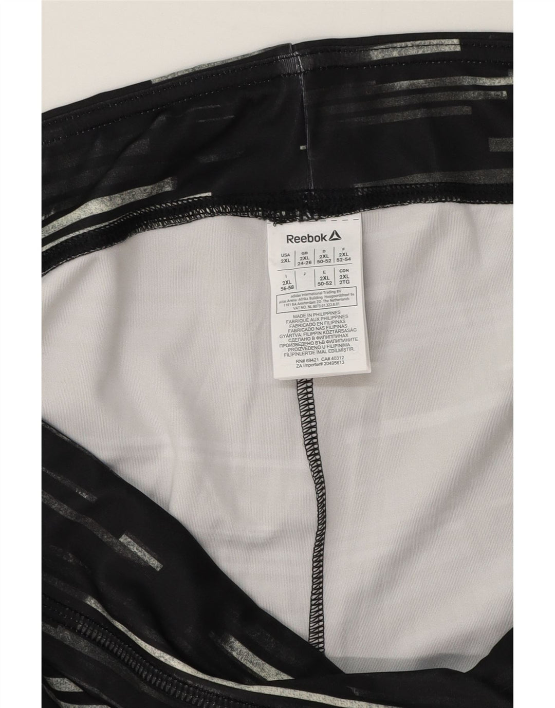 Reebok γυναικεία κολάν Capri UK 24/26 2XL Μαύρο ριγέ πολυεστέρα