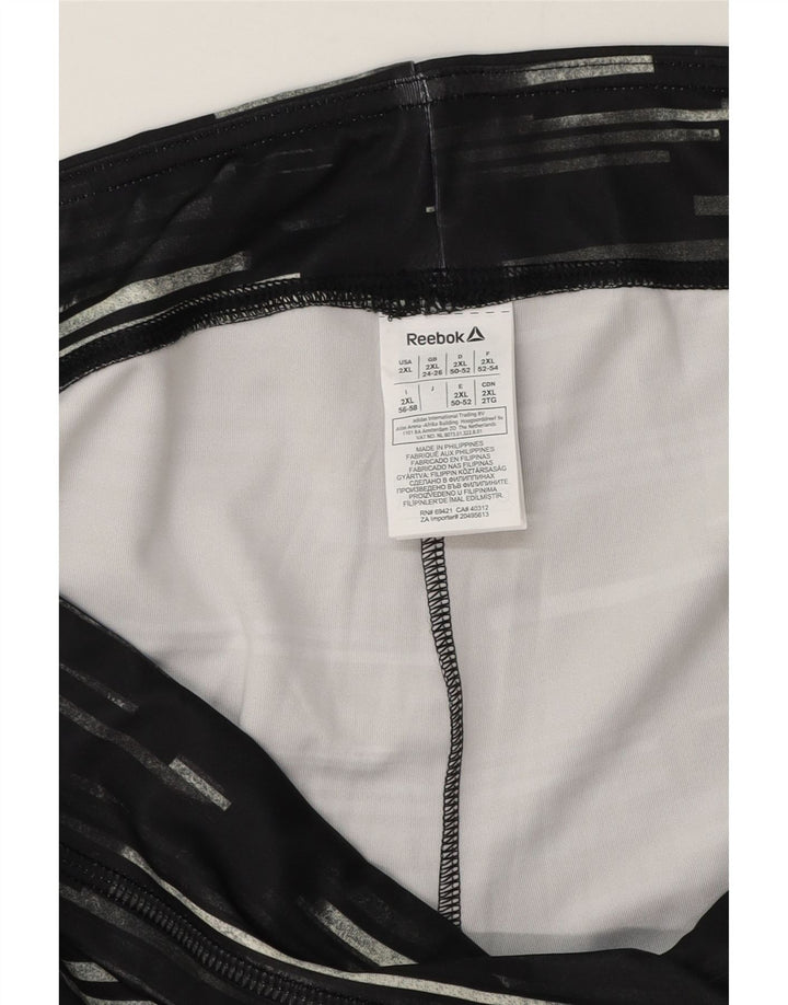 Reebok γυναικεία κολάν Capri UK 24/26 2XL Μαύρο ριγέ πολυεστέρα