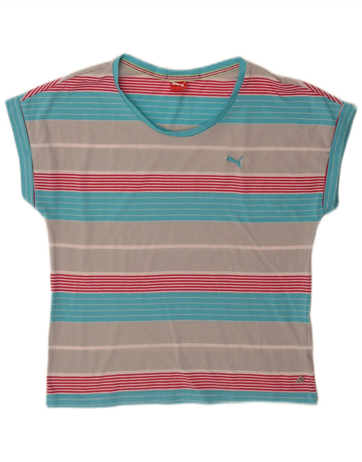Puma Γυναικείο T-Shirt Top UK 12 Medium πολύχρωμο ριγέ