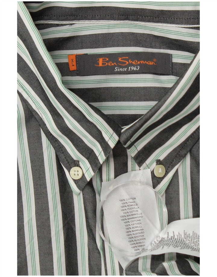 Ανδρικό πουκάμισο Ben Sherman XL Γκρι ριγέ βαμβακερό